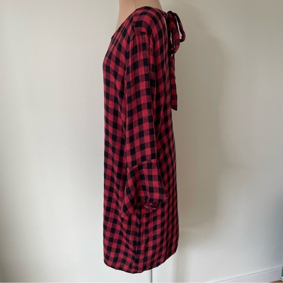 Anthropologie Cloth & Stone Plaid Flutter Sleeve Buffalo Check Open Back Dress M - Picture 5 of 12